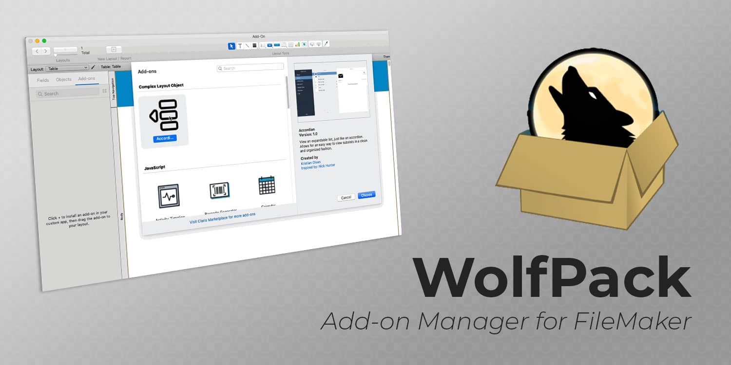 WolfPack FileMaker Add-on Manager